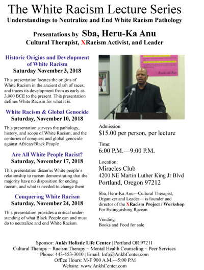 White Racism Lecture Series Flyer